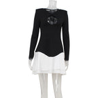 Sexy Women Chest Hollow Out Cutout out Long Sleeve Color Matching Slim Slimming Sexy Dress Women Bella Mia