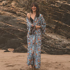 Vacation Beach Coat Rayon Printed Sunscreen Cardigan Vacation Bikini Cover Bella Mia