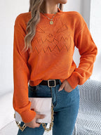 Solid Color Hollow Out Cutout out Lantern Long Sleeve Pullover Halloween Women Clothing Bella Mia