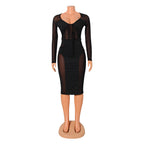 Women Clothing Sexy Mesh Stitching See through Tied Dress Women Bella Mia