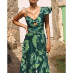 Asymmetric Ruffled Printing Sexy One Piece Swimsuit Women Two Piece Swimsuit Bella Mia