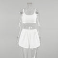 Pajamas Suspenders Striped Spaghetti Straps Shorts Two Piece Sets Knitted Plain Cloth Summer Ladies Homewear Bella Mia