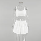 Pajamas Suspenders Striped Spaghetti Straps Shorts Two Piece Sets Knitted Plain Cloth Summer Ladies Homewear Bella Mia