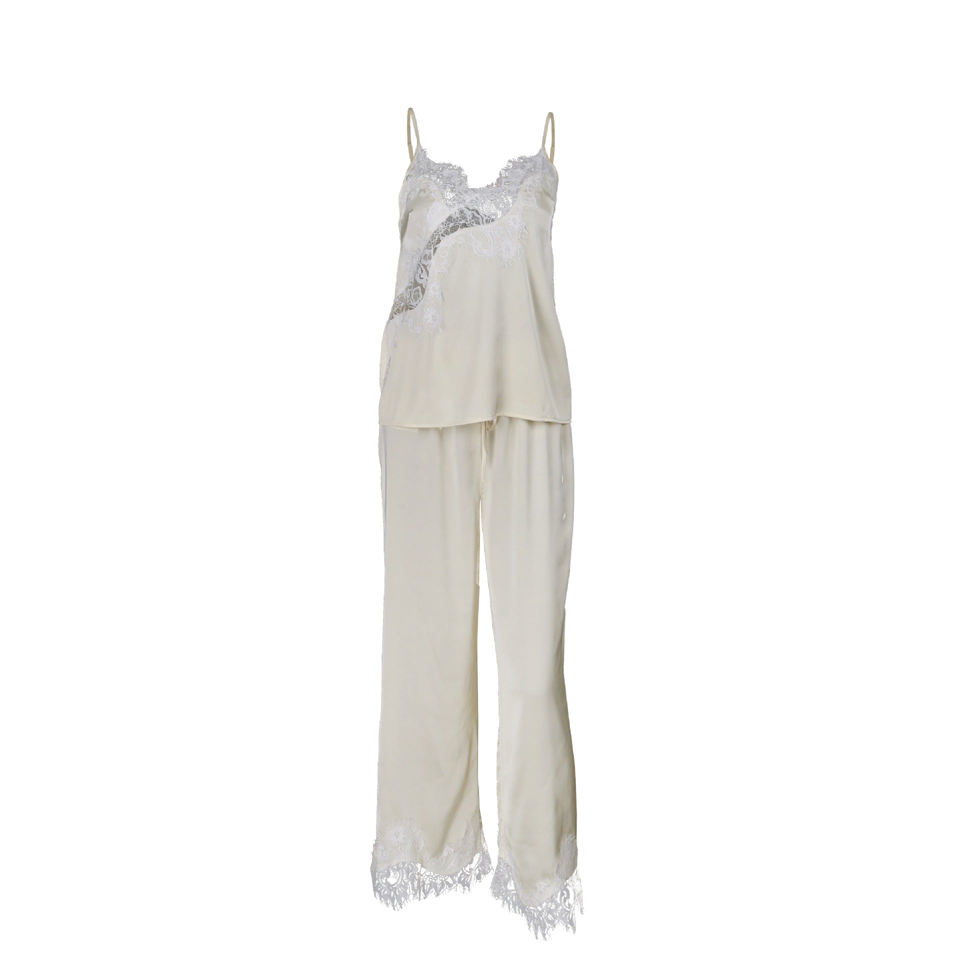 Satin Stitching Lace Suspender Trousers Pajamas Casual Outdoor Home Wear for Women