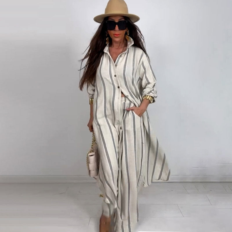 Summer Elegant Sexy V neck Top Printed Wide Leg Pants Two Piece Set Bella Mia