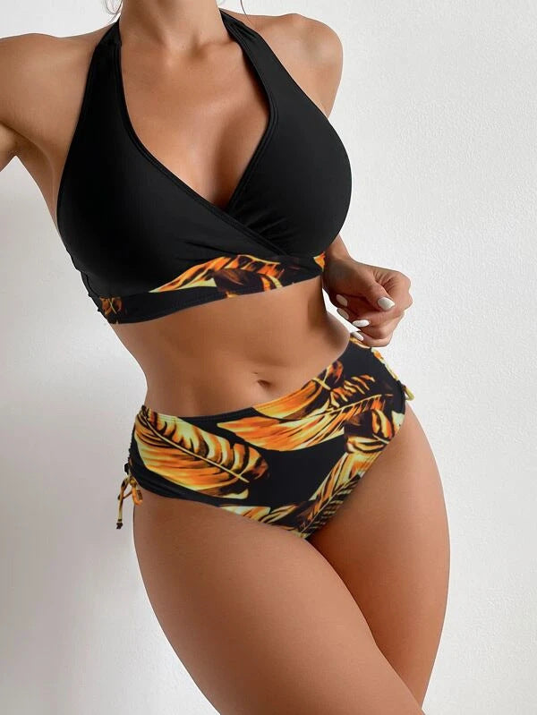 High Waist Color Stitching Bikini Swimsuit Swimwear Women Sexy Bikini Bella Mia