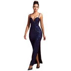 Women Wear Drilling Slim Fit Sexy Bag Arm Split Dress Bella Mia