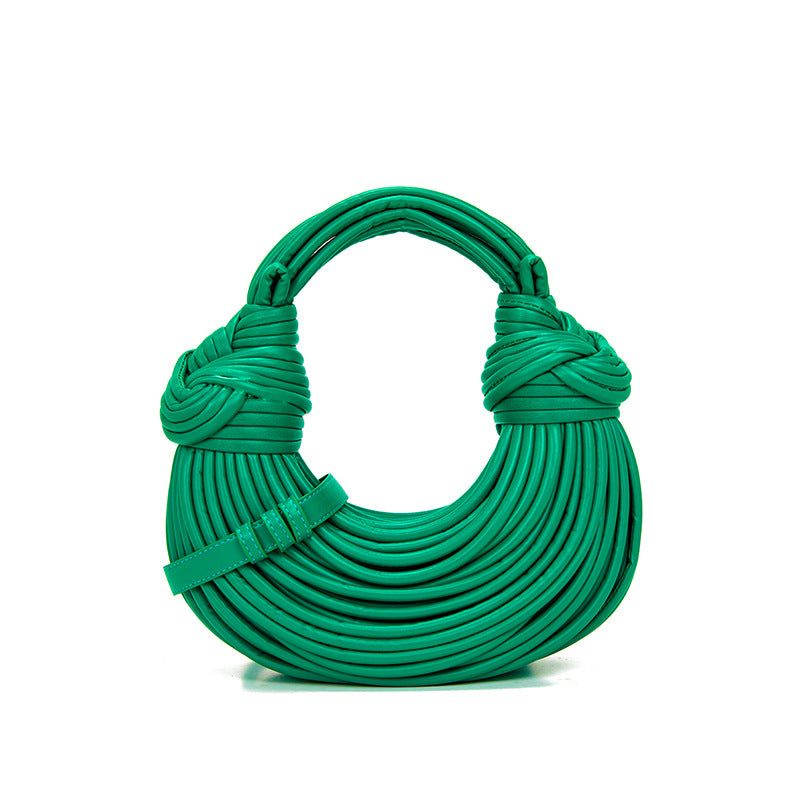 Hand Woven Faux Leather Portable Crescent Women Bag Knotted Noodles Bag Hand Carrying Cloud Underarm Bag Bella Mia