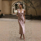 Split Sling Dress Sexy V neck Summer Midi Dress Women Clothing Bella Mia