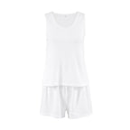 Spring Knitted Sunken Stripe Ladies Homewear Vest Shorts Two Piece Set Casual Soft Simple Pajamas Bella Mia