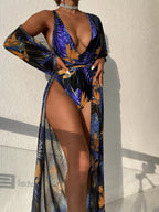 Swimsuit Women One Piece Printed Mesh Two Piece Blouse Bikini Suit Bella Mia