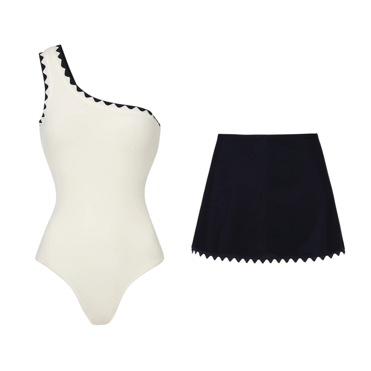 Swimsuit Black White Simple High Grade One Piece Swimsuit Women