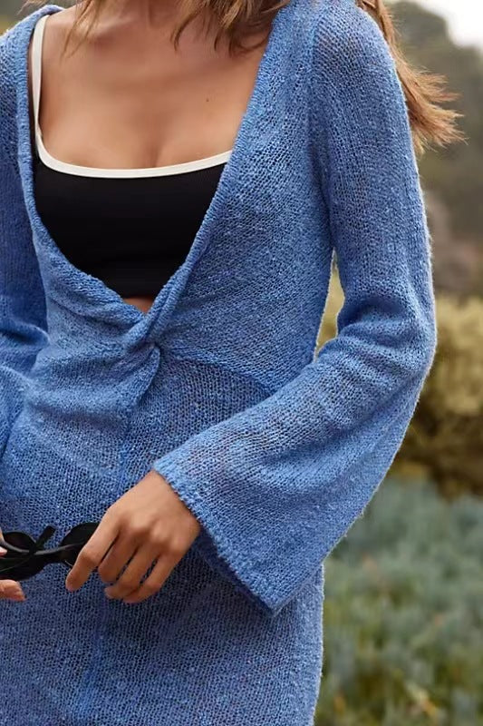 Summer Women Clothing Long Sleeved Blouse Beach Hollow Out Cutout Holiday Sweater Bella Mia