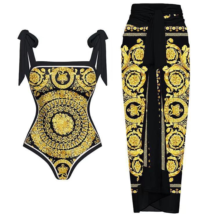 Two Piece Set Printed Swimsuit Slim Fit Slimming Conservative Swimsuit Bella Mia