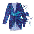 Women Halter Long Sleeve Two Piece Swimsuit Women Printed Sexy Three Piece Bikini Swimsuit Summer Bella Mia