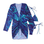 Women Halter Long Sleeve Two Piece Swimsuit Women Printed Sexy Three Piece Bikini Swimsuit Summer Bella Mia