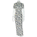 Women Printed Short Sleeve Dress Slim Fit Slimming Design Charm Sexy Backless Hip Bella Mia