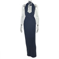 Street Solid Color Women Clothing Ruffle Hip One Step Low Cut Slim Fit Halter Slimming Maxi Dress Bella Mia
