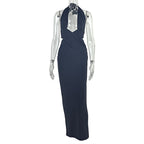 Street Solid Color Women Clothing Ruffle Hip One Step Low Cut Slim Fit Halter Slimming Maxi Dress Bella Mia