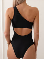 Women Swimsuit Mesh Stitching Jumpsuit Sexy One Shoulder One Piece Bella Mia