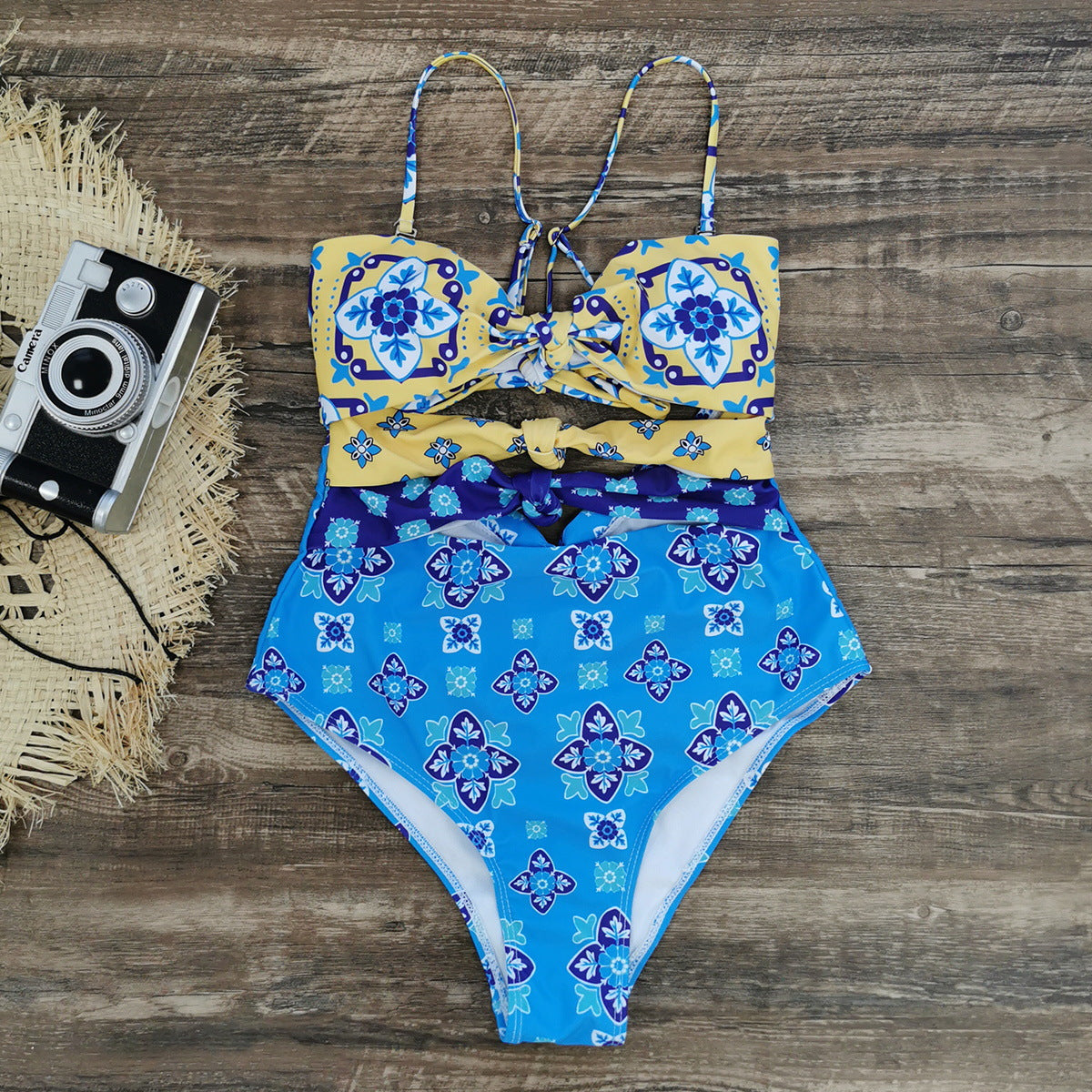 One Piece Swimsuit Women Two Piece Tube Top Hollow Out Cutout out Swimsuit Bella Mia