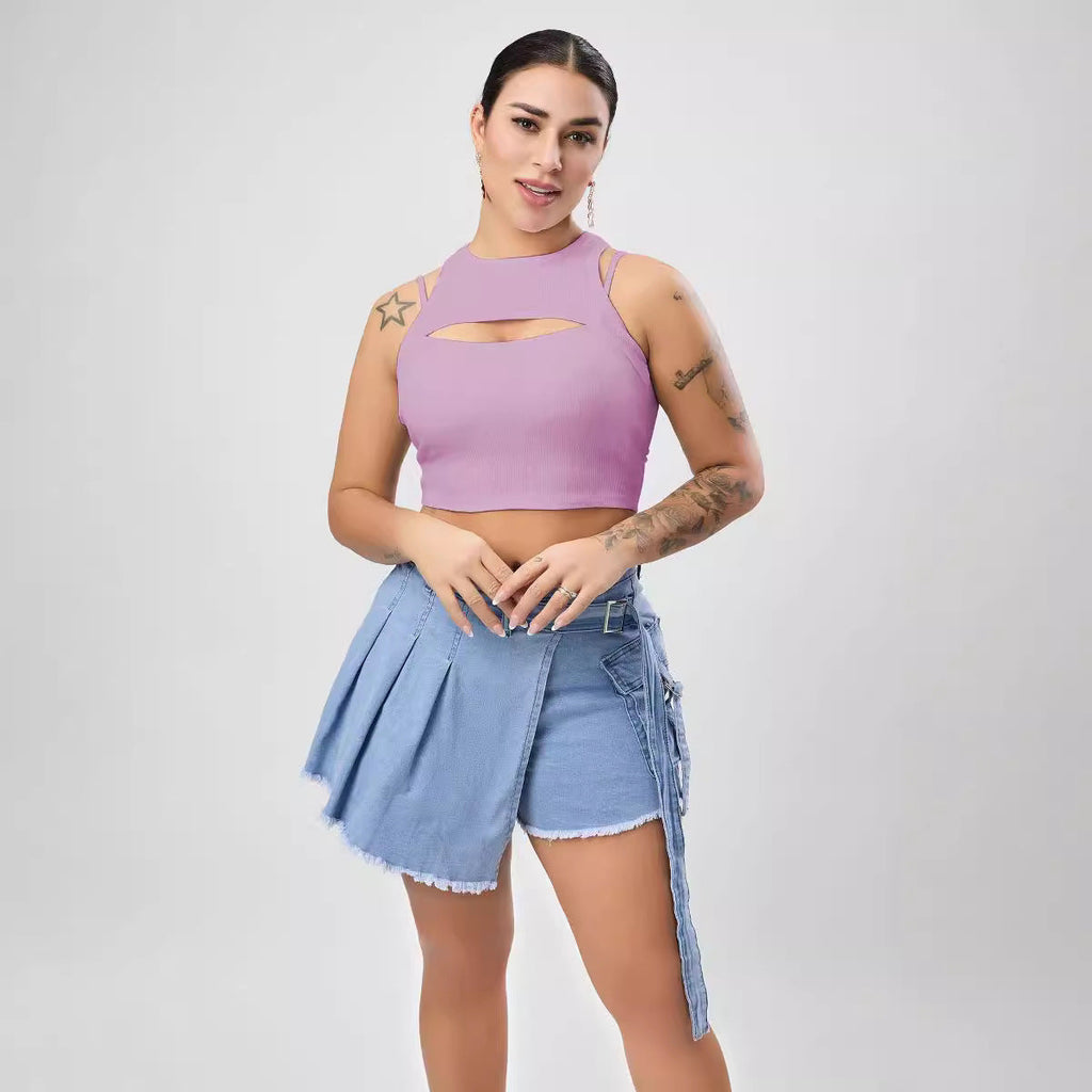 Multi Color Sexy Stretch Hollow Out Cutout Vest Women Sexy Design Blouse Slim Women Clothing Bella Mia