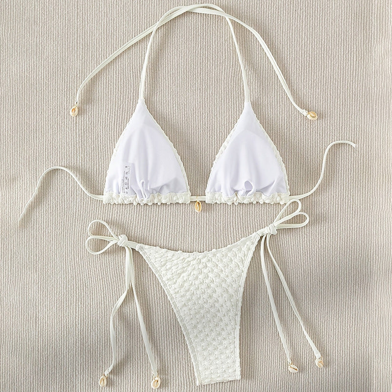 Lace up Split Swimsuit Women Sexy Bikini Solid Color Spring Beach Swimsuit Bikini Bella Mia