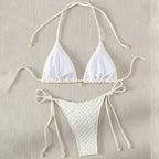 Lace up Split Swimsuit Women Sexy Bikini Solid Color Spring Beach Swimsuit Bikini Bella Mia