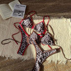 Women Split Leopard Print Printed Sexy Swimsuit Women Triangle Bandage Swimsuit Bikini Bella Mia