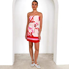 Women Dress Positioning Printed Sexy Chest Wrapped Mini Dress Bella Mia