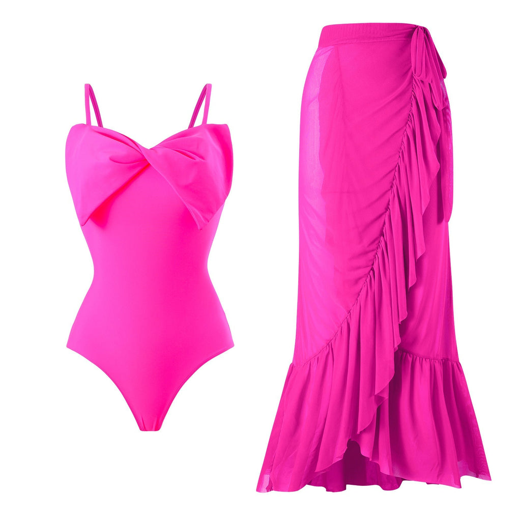Sexy Swimsuit Women Spring One Shoulder Swimsuit Chiffon Split Beach Skirt Set Bella Mia