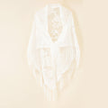 Nylon Hollow Out Cutout Breathable Tassel Triangle Shawl Women Scarf Bella Mia
