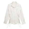 Autumn Women Long Sleeve Lace up Slim Fit Satin Shirt Bella Mia