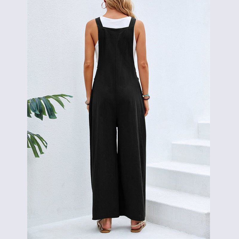 Women Clothing Popular Solid Color Casual Suspender Trousers Bella Mia