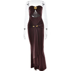 Summer Sexy Package Hip Maxi Dress Sexy Tube Top Solid Color Pleated Dress Bella Mia