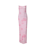 Women Clothing Summer Sexy Sweet Spicy off Neck Mesh Floral Print Long Sling Dress Bella Mia