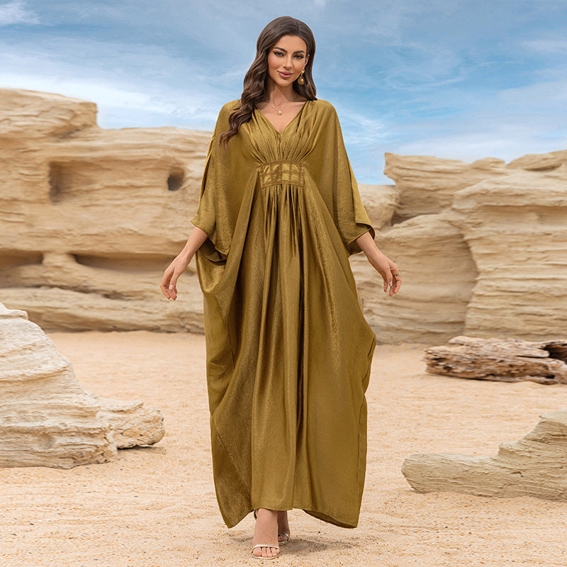 Golden Beach Coat Dress Loose Gorgeous Dress Swimsuit Outwear Blouse Sun Protection Shirt