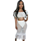 Sexy See through Knitted Hand Crochet Tassel Beach Suit Bella Mia