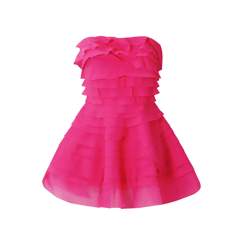 Spring Elegant Retro Mesh Cinched Slimming High Waist Dress Fashionable High End Dress Bella Mia