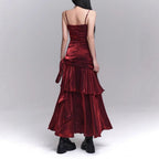Dark Red Suspenders Dress Concert Birthday Dress High Grade Party Little Dress Bella Mia