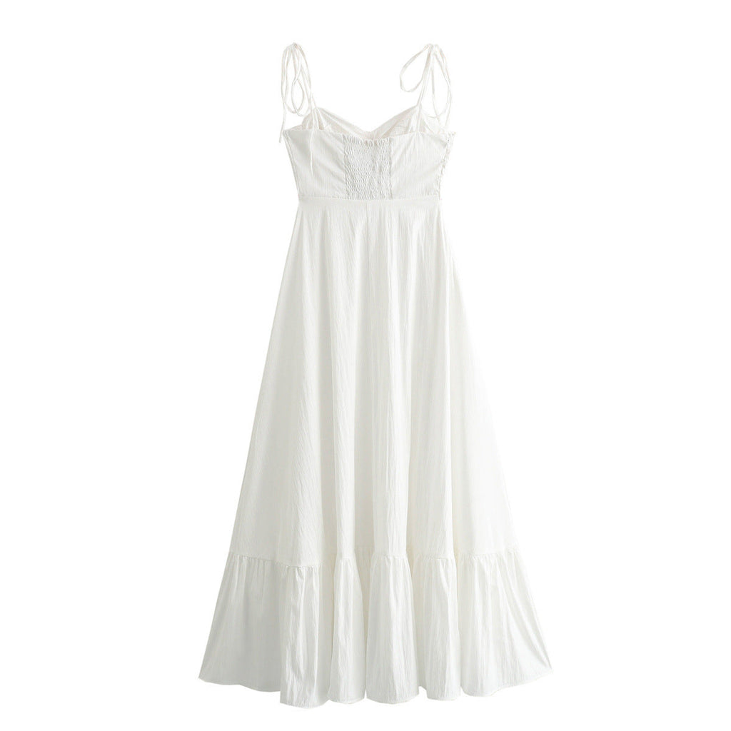 Summer Women Clothing Laminated Decoration Poplin Sleeveless Sling Dress Slimming Bella Mia