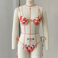 Fresh Printed Push up Bikini Low Waist Split Swimsuit Women Sexy Backless Bikini