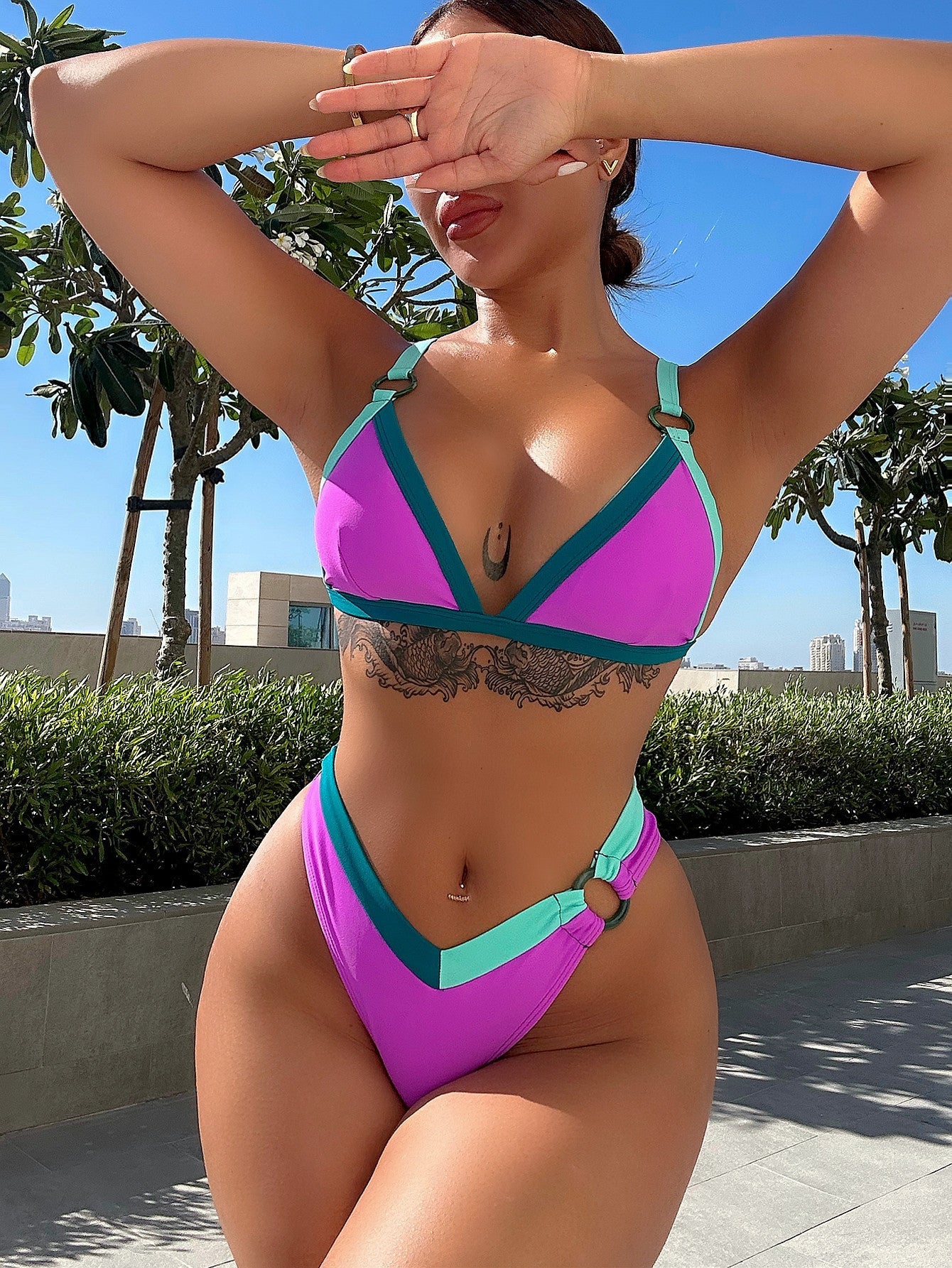 Foreign Single Bikini Solid Color Sexy Women Split Swimsuit Triangle Bag Swimsuit Bella Mia