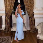 Women Clothing Three Dimensional Floral Sexy Halter Backless Split Dress Bella Mia