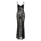 Spring Summer Women Mesh Sexy See through V neck Backless Slim Fit Sling Dress Bella Mia