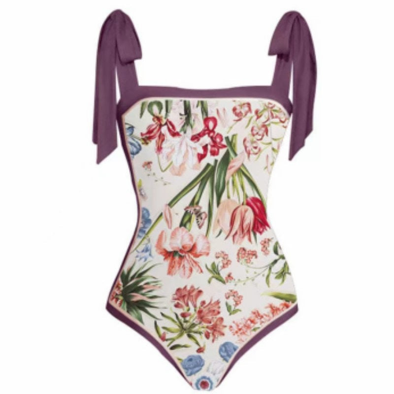 Double Sided Swimsuit Printed Conservative Cover Belly Sheath Dress Two Piece Swimsuit Bella Mia