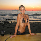 Three Point Leopard Print Lace Lace up Sexy Halter Bikini Skirt Three Piece Set Bella Mia