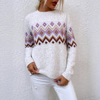 Women Clothing Autumn Winter Pullover Half Turtleneck Jacquard Long Sleeved Sweater Casual Loose Sweater Bella Mia