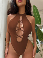 Bikini One Piece Swimsuit Sexy Bikini Swimsuit Women Halter Swimsuit Solid Color Bella Mia