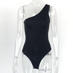 Summer Women Clothing Sexy One-Shoulder Onesie Slim Fit Backless Sleeveless Diagonal Collar Top Bella Mia